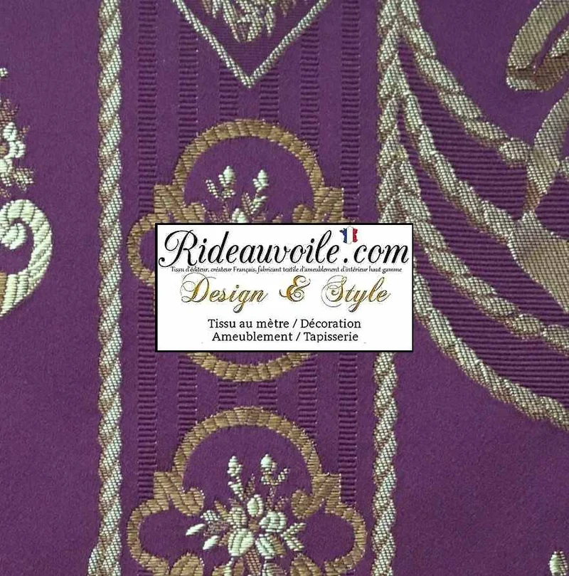Tissu ameublement style Rococo intérieur contemporain Jacquard violet Or Empire