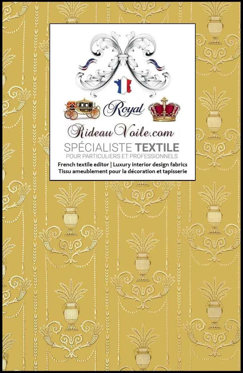 Décoration Architecte d'intérieur tissu Jacquard design Jaune Or Empire mètre