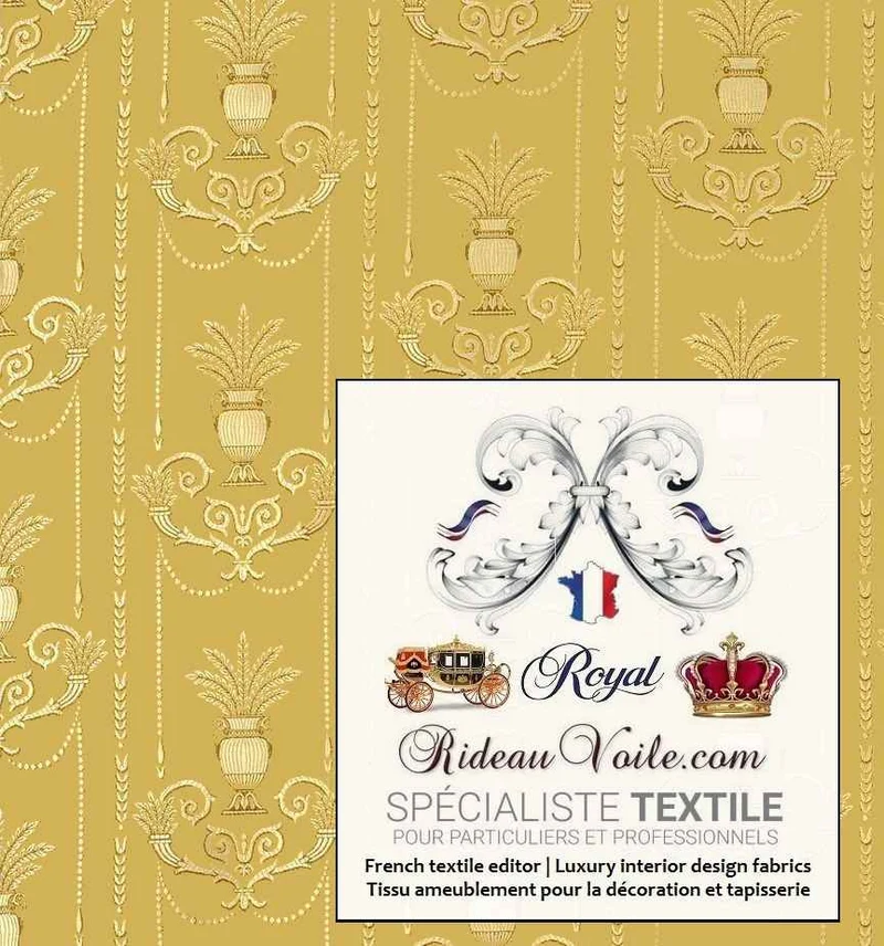 Décoration Architecte d'intérieur tissu Jacquard design Jaune Or Empire mètre
