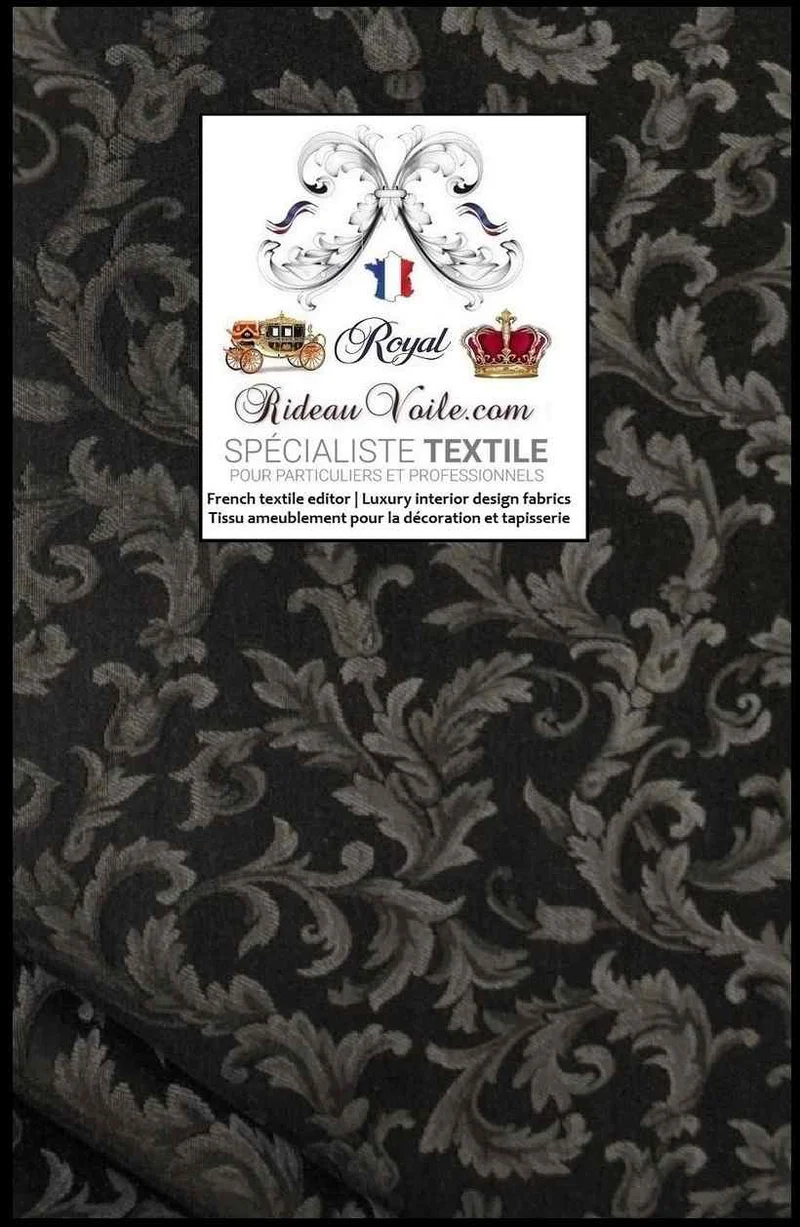 Tissu d'ameublement Damasco mètre Jacquard Baroque noir rideau tapisserie