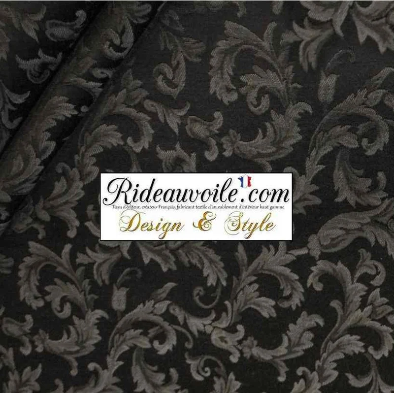Tissu d'ameublement Damasco mètre Jacquard Baroque noir rideau tapisserie