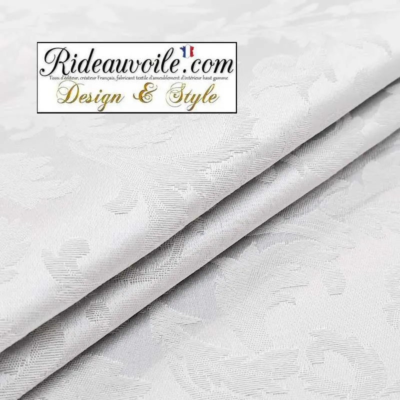 Tissu Damas Damasco blanc ameublement au mètre Jacquard ornement Baroque