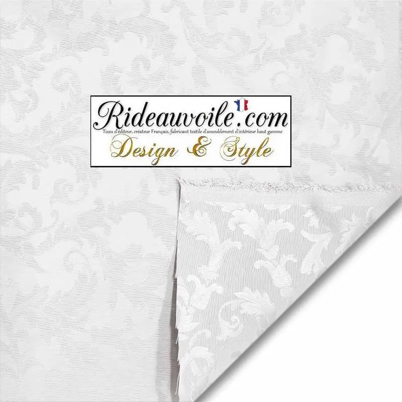 Tissu Damas Damasco blanc ameublement au mètre Jacquard ornement Baroque