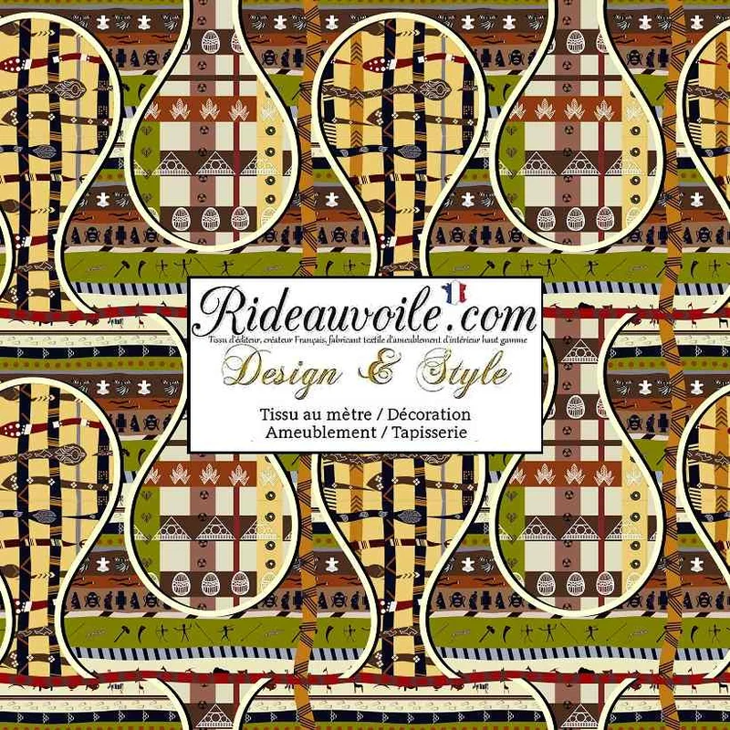 Architecte designer intérieur inspiration ethnique motif Africain Wax au mètre rideau