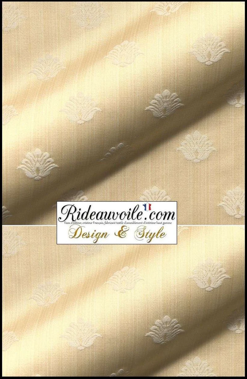 Tissu ameublement ignifuge Damassé Jaune Jacquard motif classique vintage