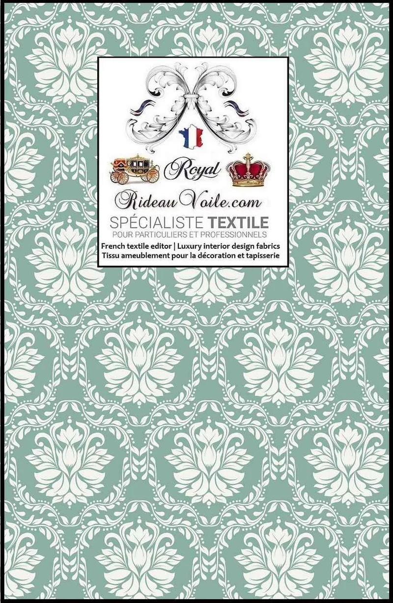 Tissu ameublement ignifuge rideau occultant imprimé coton vintage floral arabesque vert