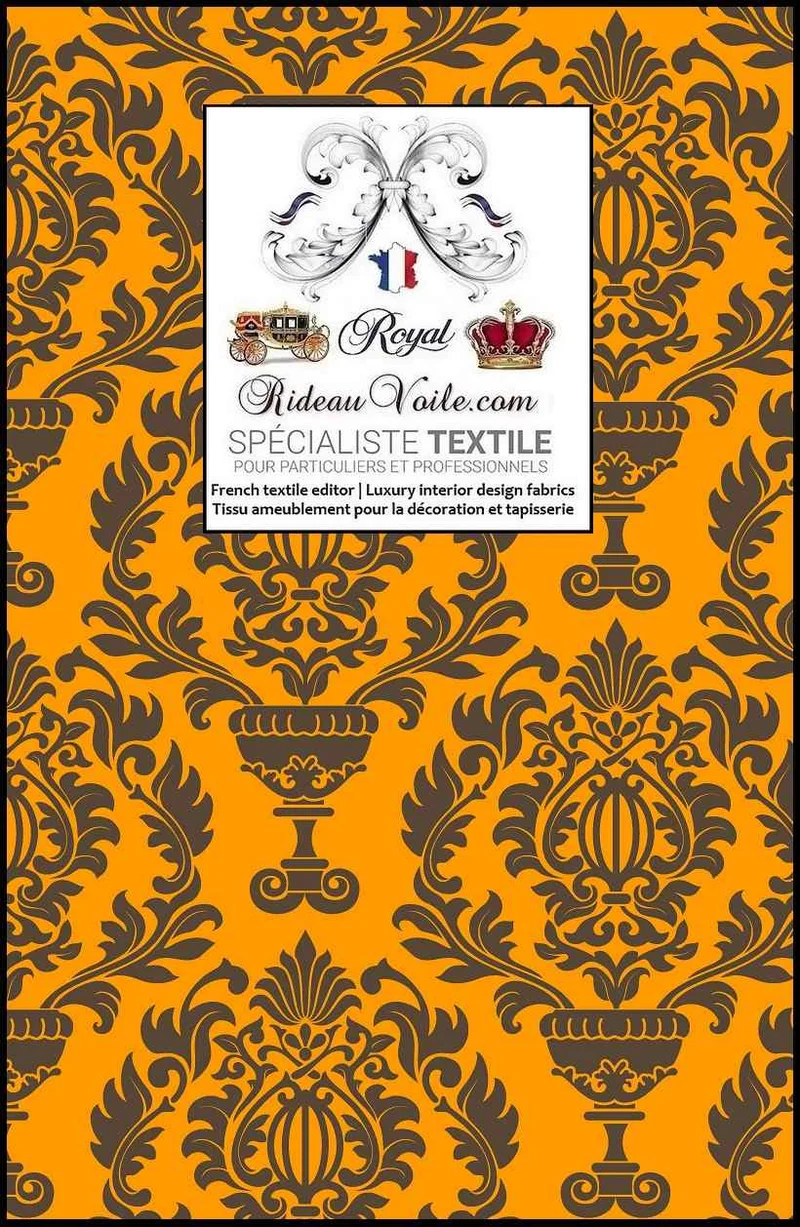 Architecte rénov' designer intérieur Tissu ameublement imprimé Jacquard Baroque orange