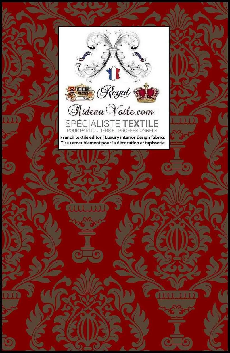 Architecte rénov designer intérieur Tissu ameublement imprimé Jacquard Baroque rouge