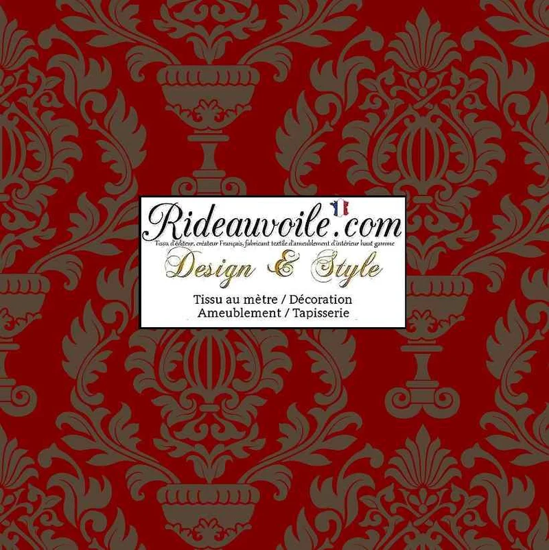 Architecte rénov designer intérieur Tissu ameublement imprimé Jacquard Baroque rouge