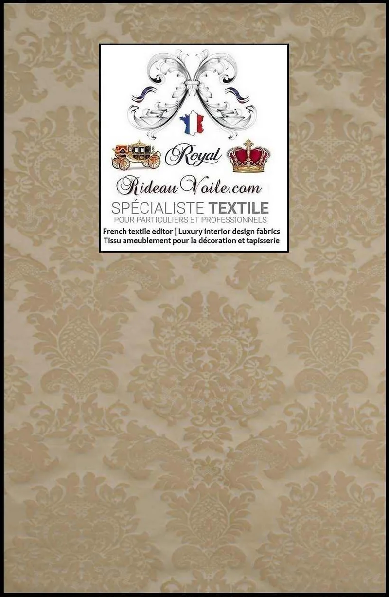Tissu ameublement intérieur mètre Jacquard Baroque rideau Tapisserie Damasco beige