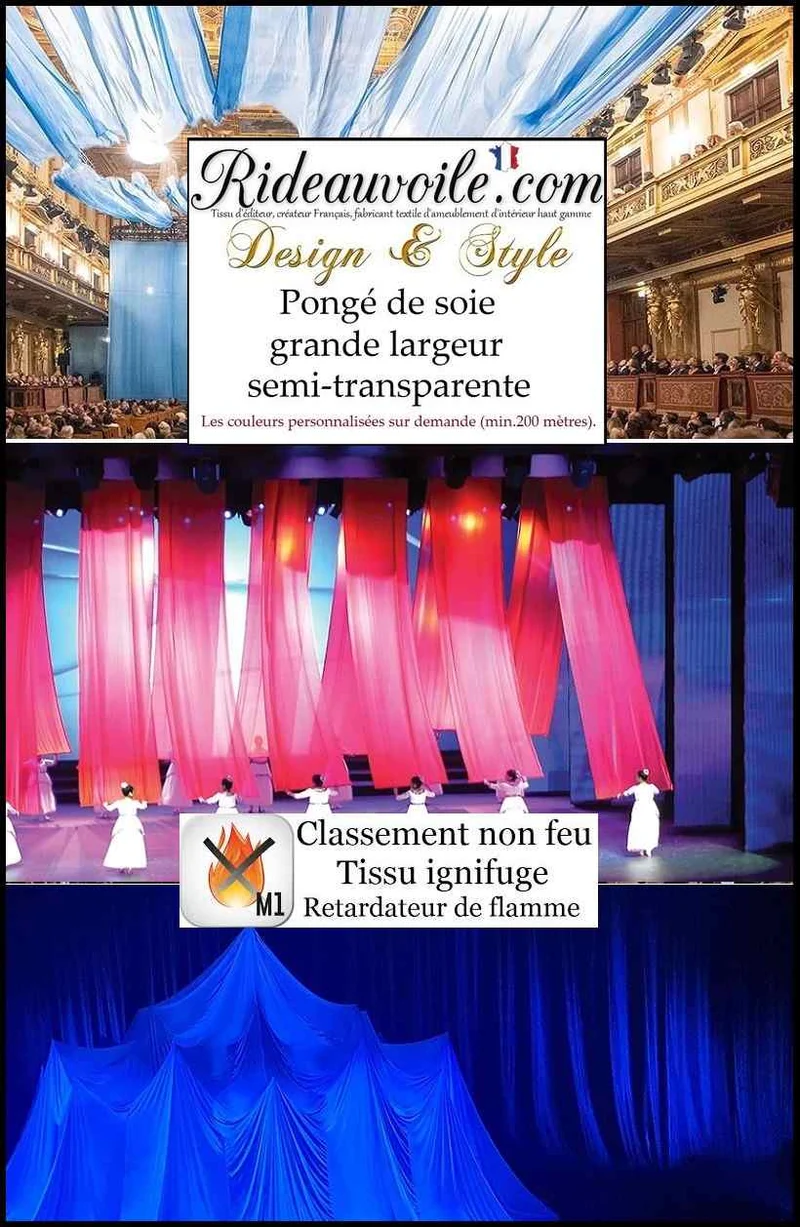 Voile 🔥 projet Scène Spectacle Pongée de Soie naturelle mètre Souple ignifuge Hôtel