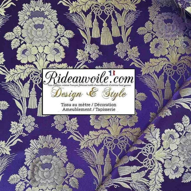 Tissu ameublement Brocart Damasco Architect interior Designer Baroque purple gold