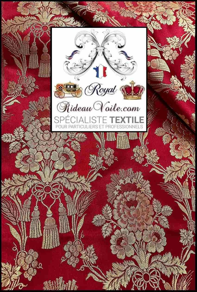 Tissu ameublement Brocart Damasco Architect interior Baroque Rouge Or doré