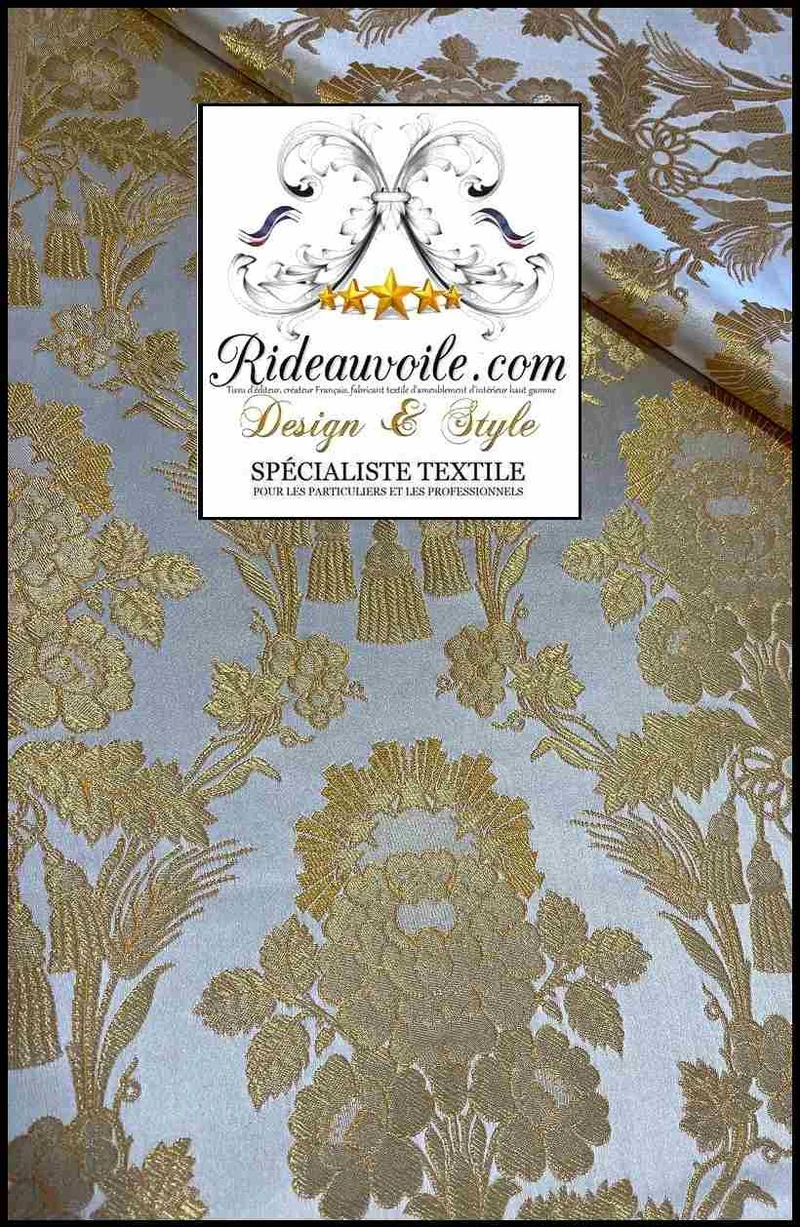 Tissu ameublement Brocart Damasco Architect interior Baroque Blanc dorure Or