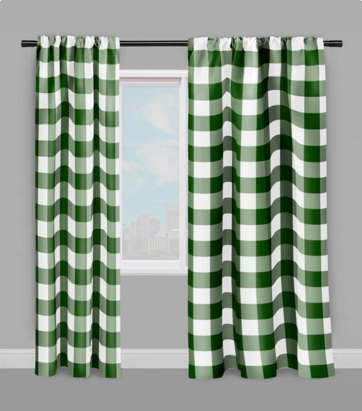 Boutique tissu motif imprimé carreaux vichy au mètre vert foncé rideau couette coussin