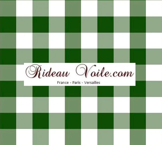 Boutique tissu motif imprimé carreaux vichy au mètre vert foncé rideau couette coussin