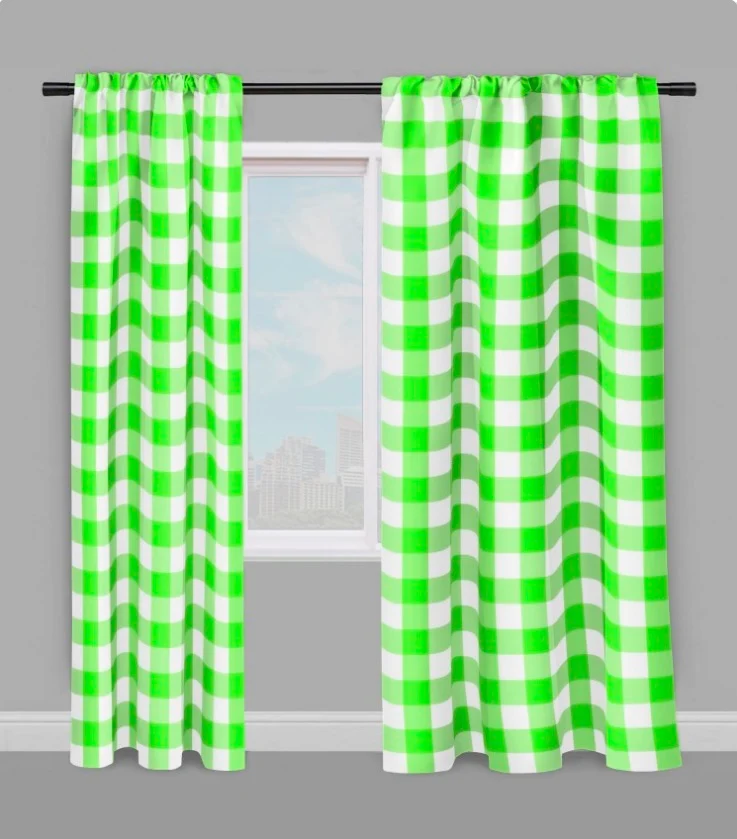 Imprimés Carreaux vichy tissu au mètre motifs vert fluo voilage rideau couette coussin