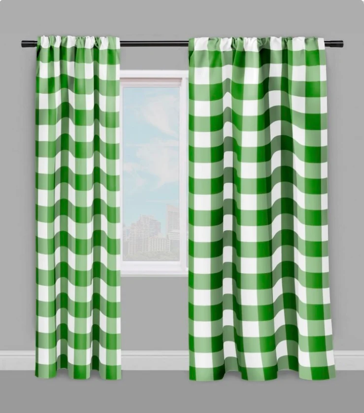 Carreaux imprimé chic vichy tissu au mètre motifs vert blanc rideau couette coussin