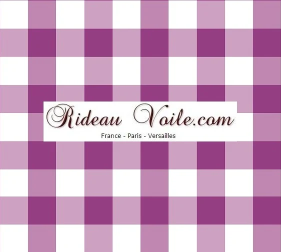 Motif Carreaux imprimé vichy tissu au mètre violet blanc rideau couette coussin voilage