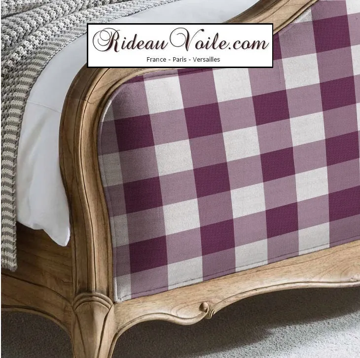 Motif Carreaux imprimé vichy tissu au mètre violet blanc rideau couette coussin voilage