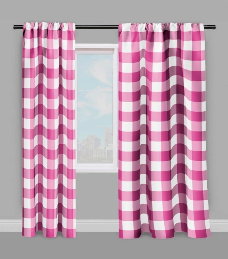 Ameublement Carreaux motif vichy tissu au mètre motifs rose fushia rideau couette