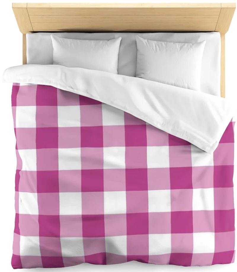 Ameublement Carreaux motif vichy tissu au mètre motifs rose fushia rideau couette