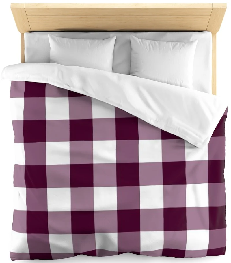 Carreaux vichy tissu au mètre motifs bordeaux lie de vin rideau couette coussin voilage
