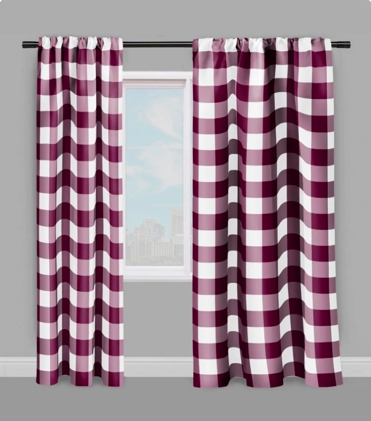 Carreaux vichy tissu au mètre motifs bordeaux lie de vin rideau couette coussin voilage