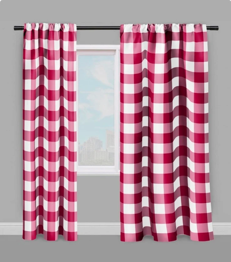Carreaux vichy tissu au mètre motifs framboise rouge blanc rideau couette coussin