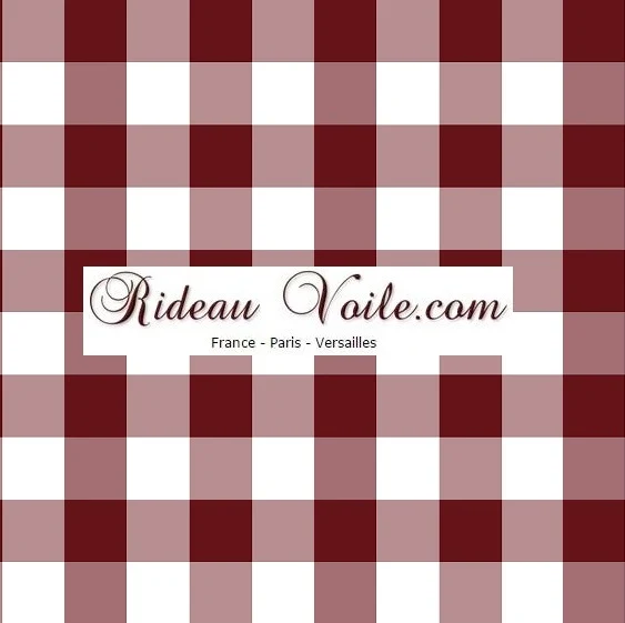 Carreaux vichy tissu ameublement au mètre bordeaux lie de vin mat rideau couette