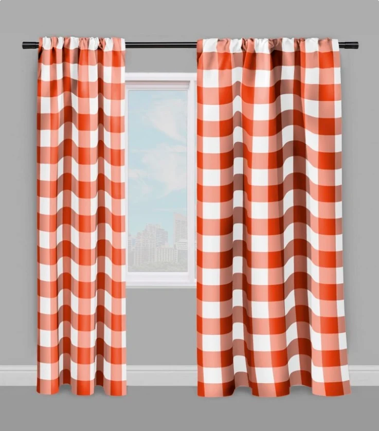 Imprimé Carreaux motif vichy tissu au mètre motif orange rideau couette coussin