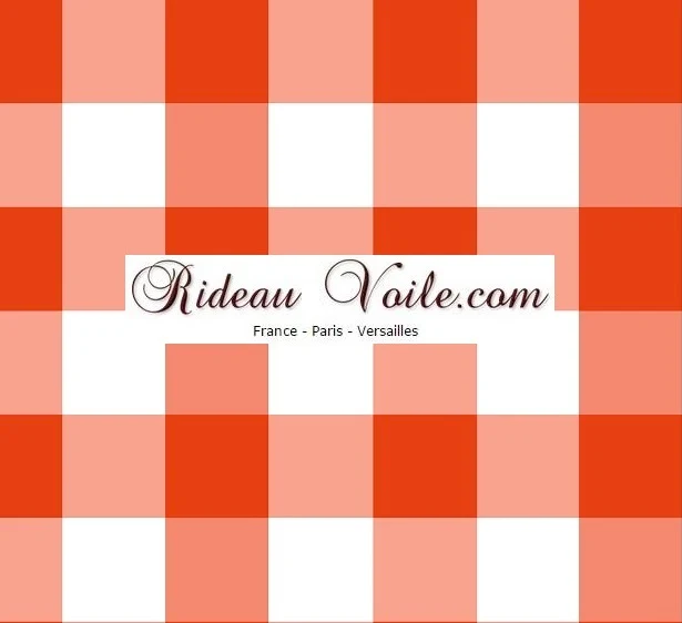 Imprimé Carreaux motif vichy tissu au mètre motif orange rideau couette coussin