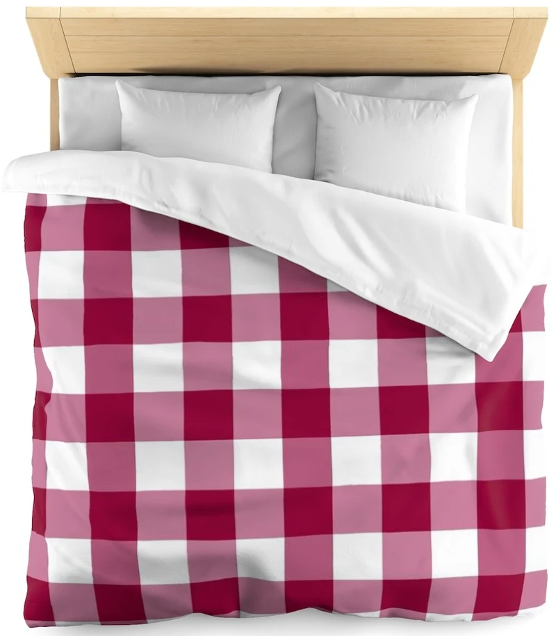 Carreaux vichy tissu au mètre motifs rouge framboise blanc rideau couette coussin