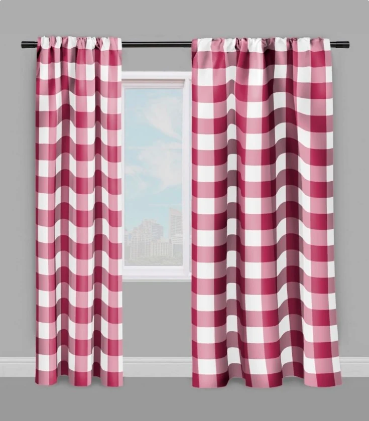 Carreaux vichy tissu au mètre motifs rouge framboise blanc rideau couette coussin