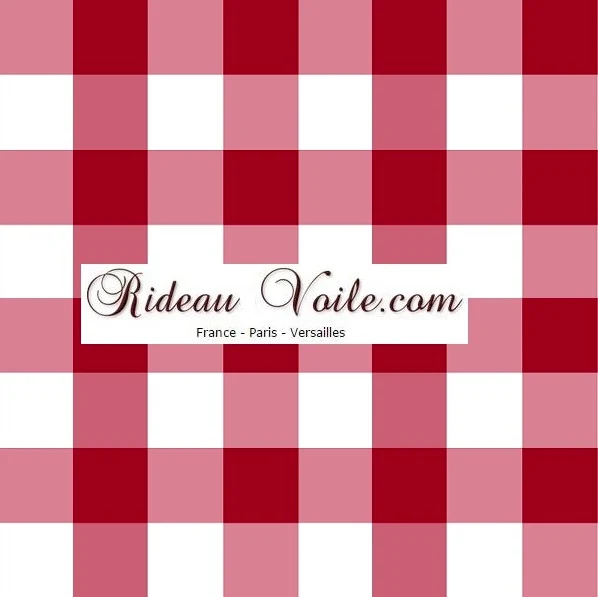 Carreaux imprimé vichy tissu mètre motif rouge foncé blanc rideau couette