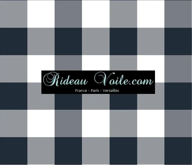 Impression gros Carreaux vichy tissu au mètre bleu cendré blanc rideau couette coussin