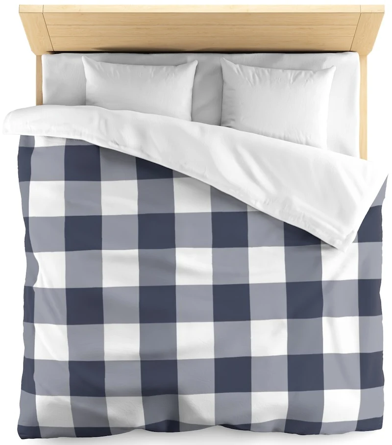 Imprimé Carreaux vichy tissu au mètre motifs bleu gris voilage rideau couette coussin