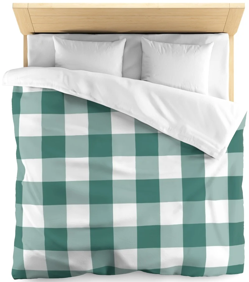Carreaux vichy tissu au mètre motifs bleu vert blanc rideau couette coussin voilage