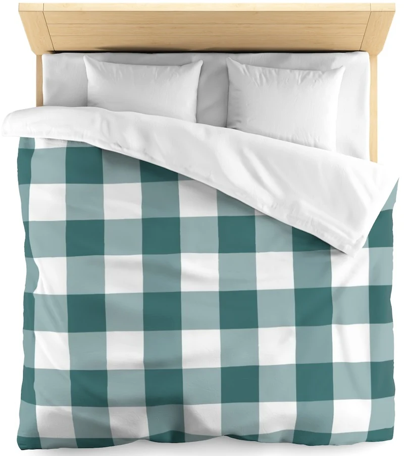 Carreaux imprimé vichy tissu au mètre motifs bleu blanc rideau couette coussin