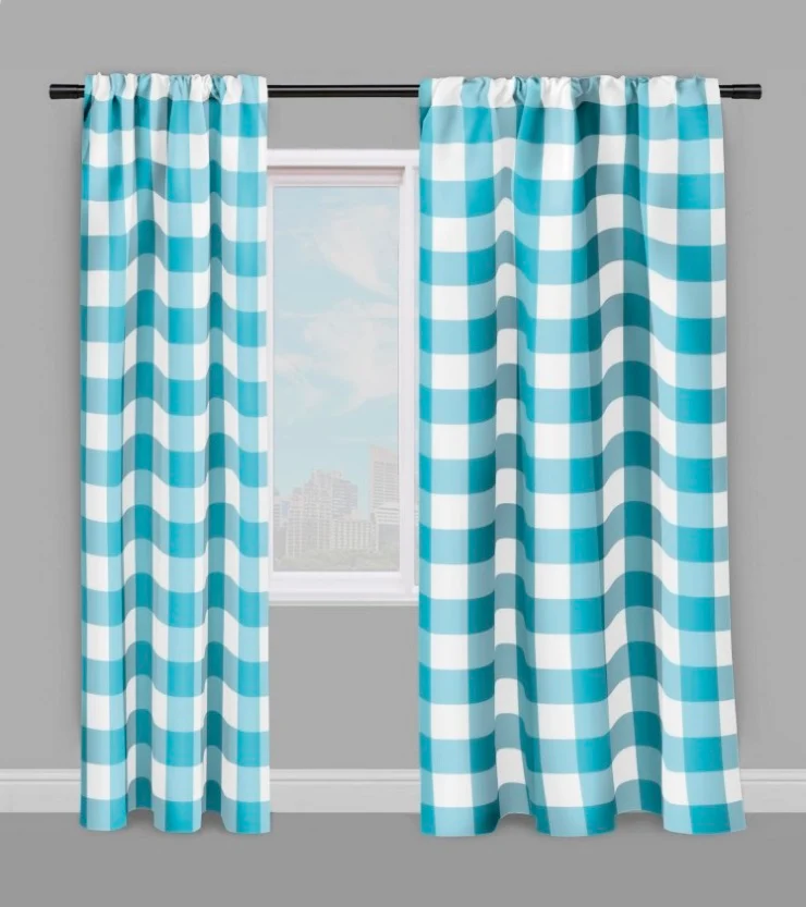 Carreaux vichy tissu ameublement motifs carrés bleu confection rideau store couette