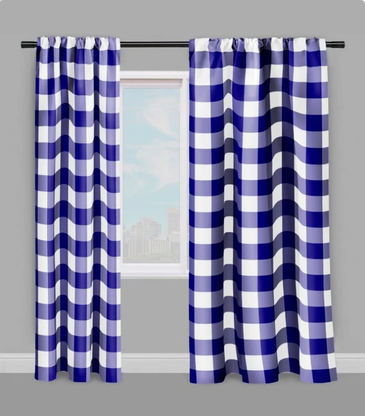 Tapisserie déco Carreaux vichy tissu ameublement motifs carrés bleu blanc au mètre