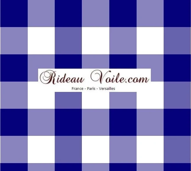 Tapisserie déco Carreaux vichy tissu ameublement motifs carrés bleu blanc au mètre