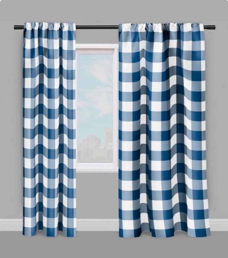 Décoration textile imprimé Carreaux vichy tissu ameublement motifs carrés bleu blanc
