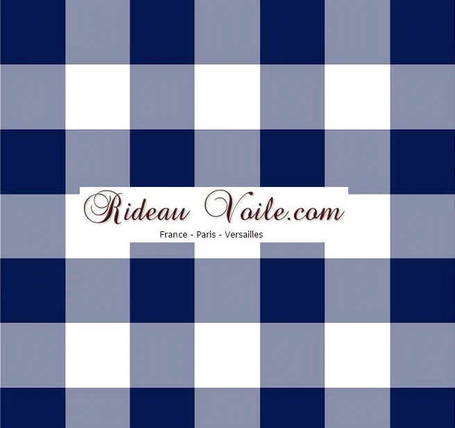 Larges Carreaux motif vichy tissu ameublement motifs carrés bleu blanc rideau voilage