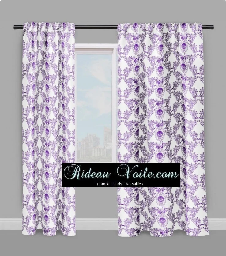 Toile de Jouy tissu au mètre Empire Anges Fleur de Lys violet Tecido tapeçaria cortina.