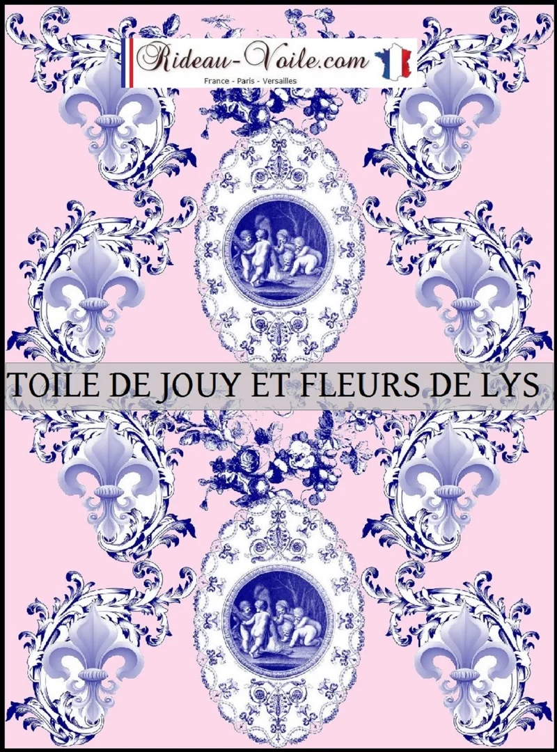 Tissu ameublement Renaissance Angelots Empire Chérubins Fleur de Lys Toile de Jouy