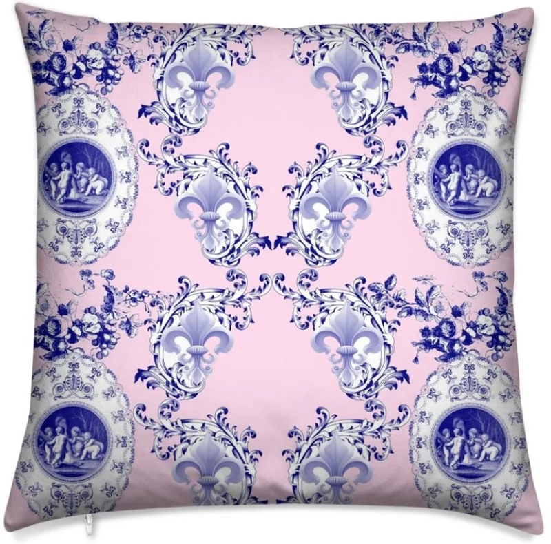 Tissu ameublement Renaissance Angelots Empire Chérubins Fleur de Lys Toile de Jouy