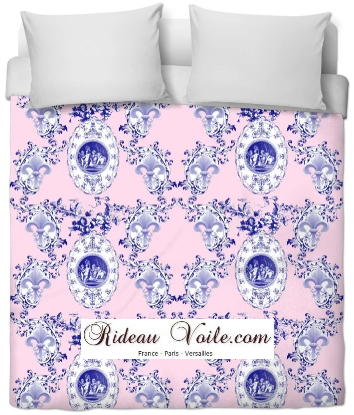Tissu ameublement Renaissance Angelots Empire Chérubins Fleur de Lys Toile de Jouy