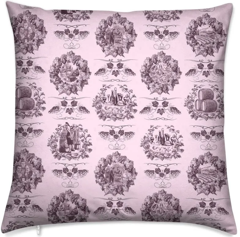 Boutique Toile de Jouy rose tissu ameublement mètre motif vin et vigne