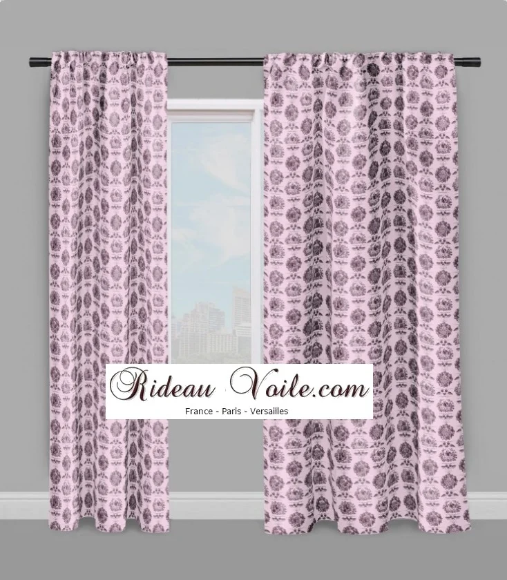Boutique Toile de Jouy rose tissu ameublement mètre motif vin et vigne